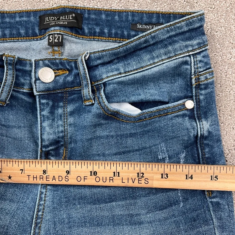 Judy Blue Jeans Womens 5/27 Blue Skinny Distressed JB82124MD‎ Everyday Stretch